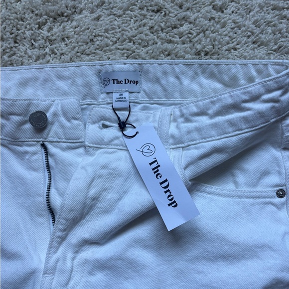 The Drop Kasen White Wide Leg Slit Demim Pants NWT - Picture 4 of 6